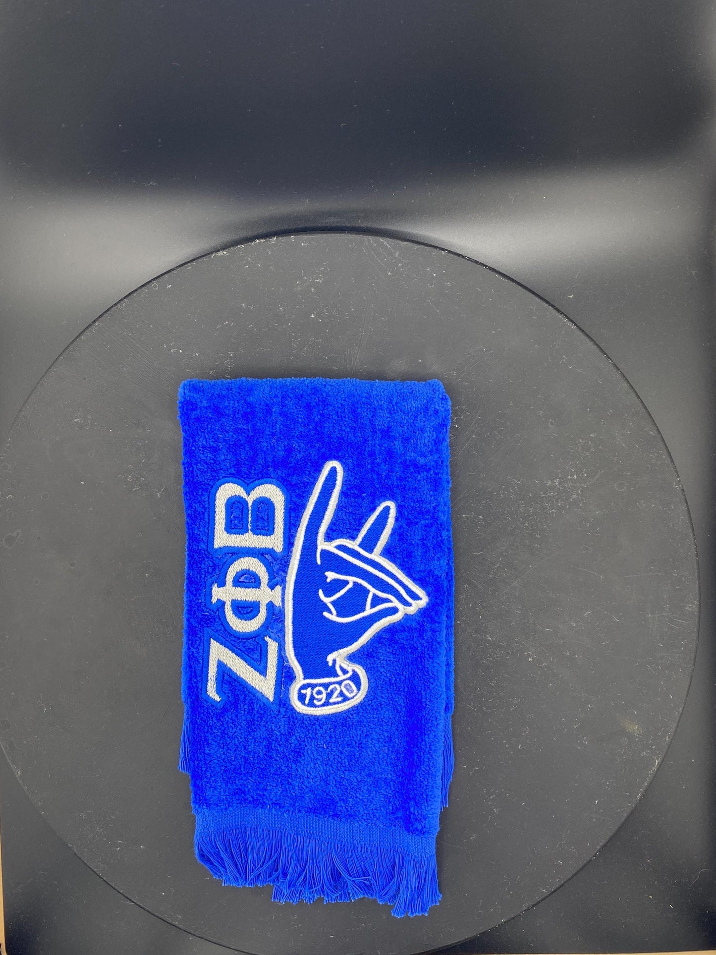 Zeta Phi Beta Kitty Hand Sign Stroll Towel in Royal Blue