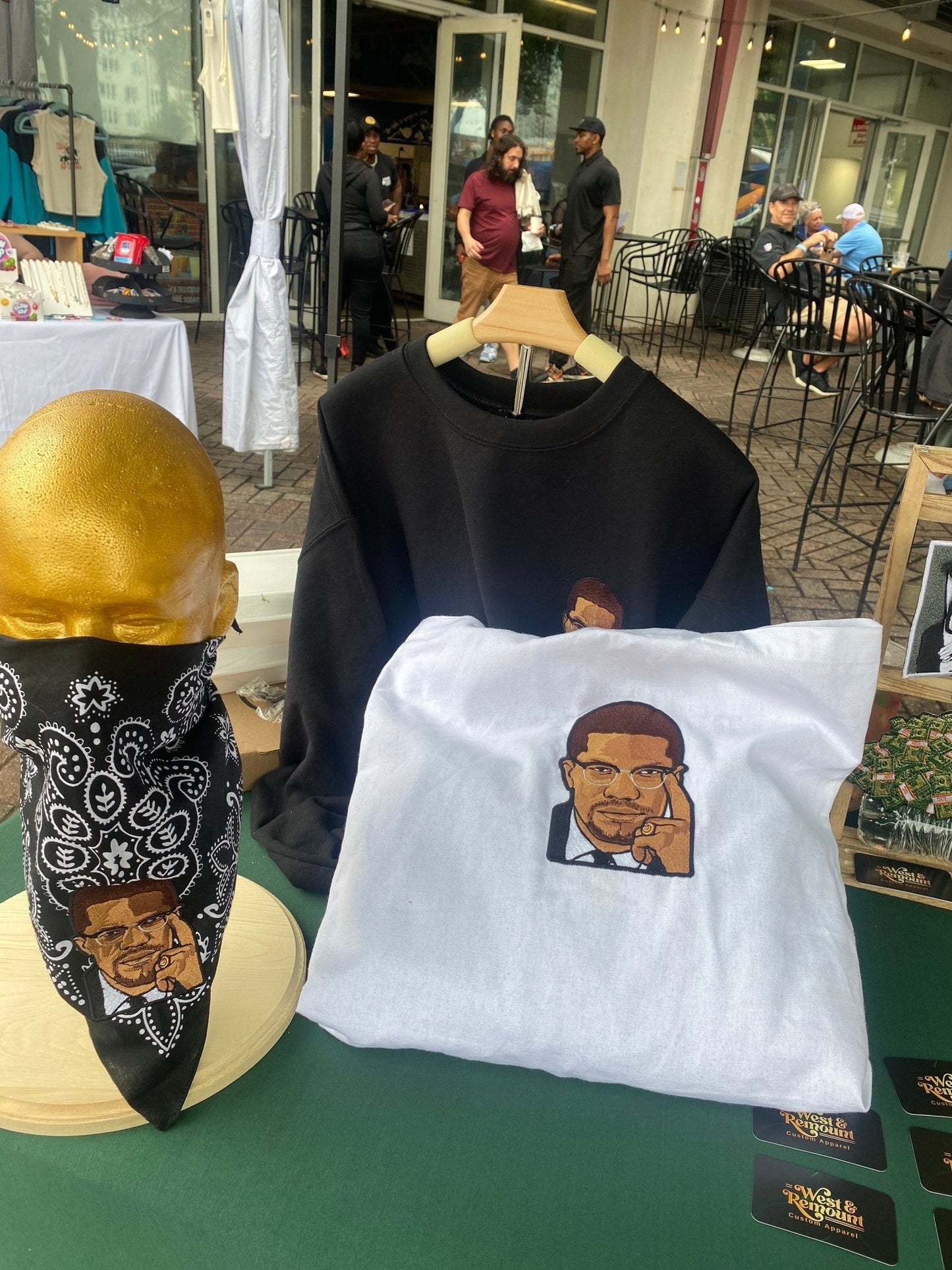 Malcolm X Embroidered 27 - Inch Bandana - West & Remount Custom Apparel