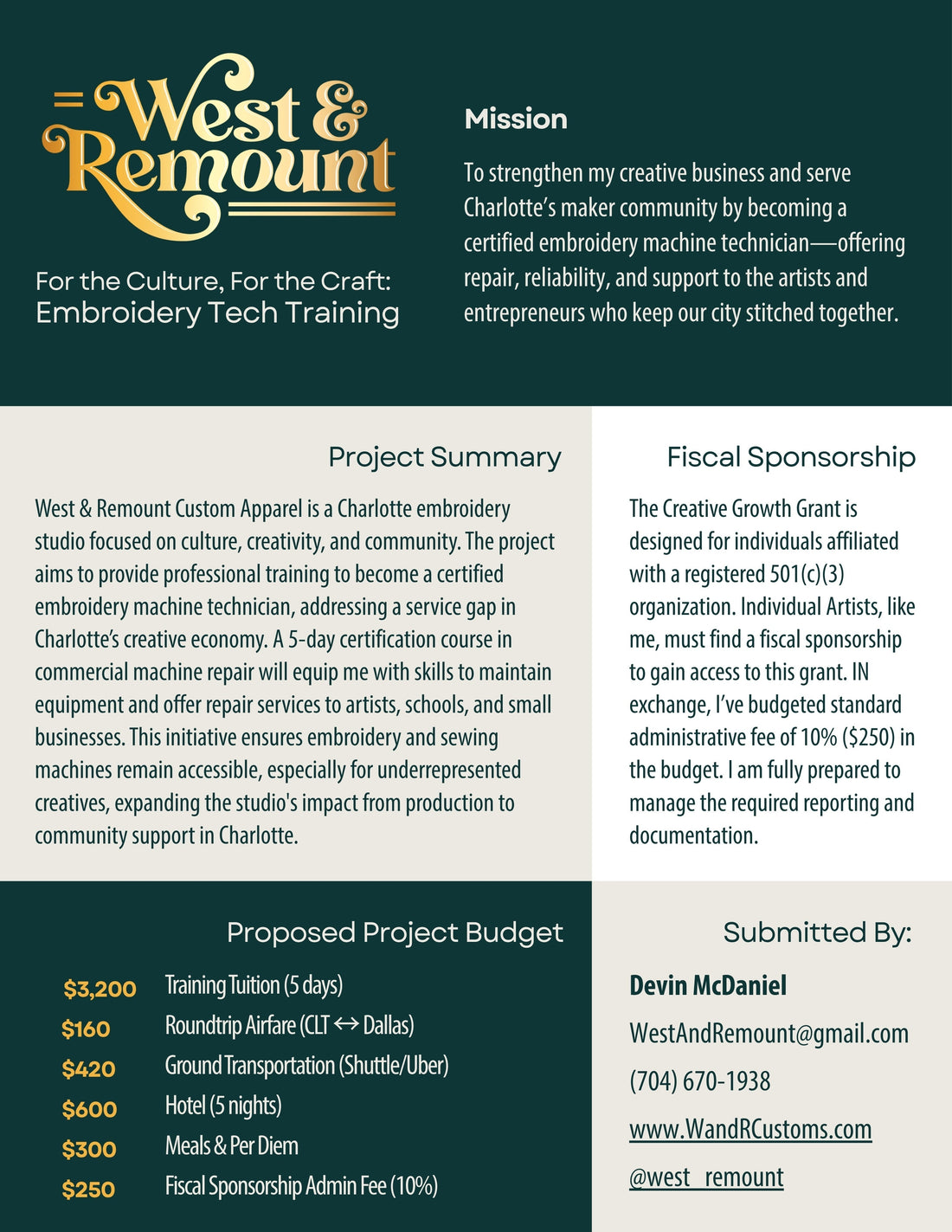 Embroidery Tech Training: Strengthening My Practice & Serving My Community - West & Remount Custom Apparel
