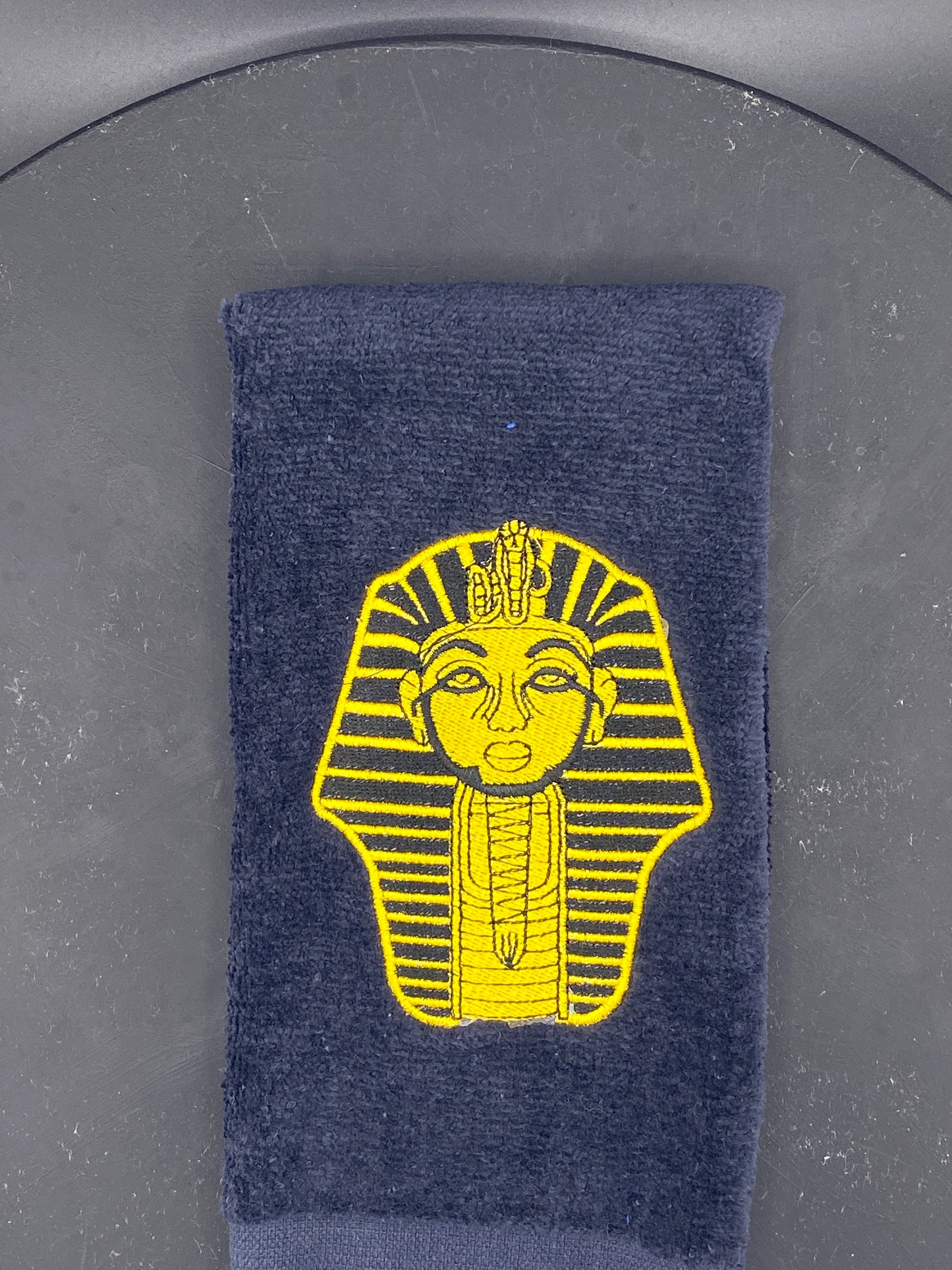 Black Alpha Phi Alpha Sphinx Stroll Towel in Yellow Gold