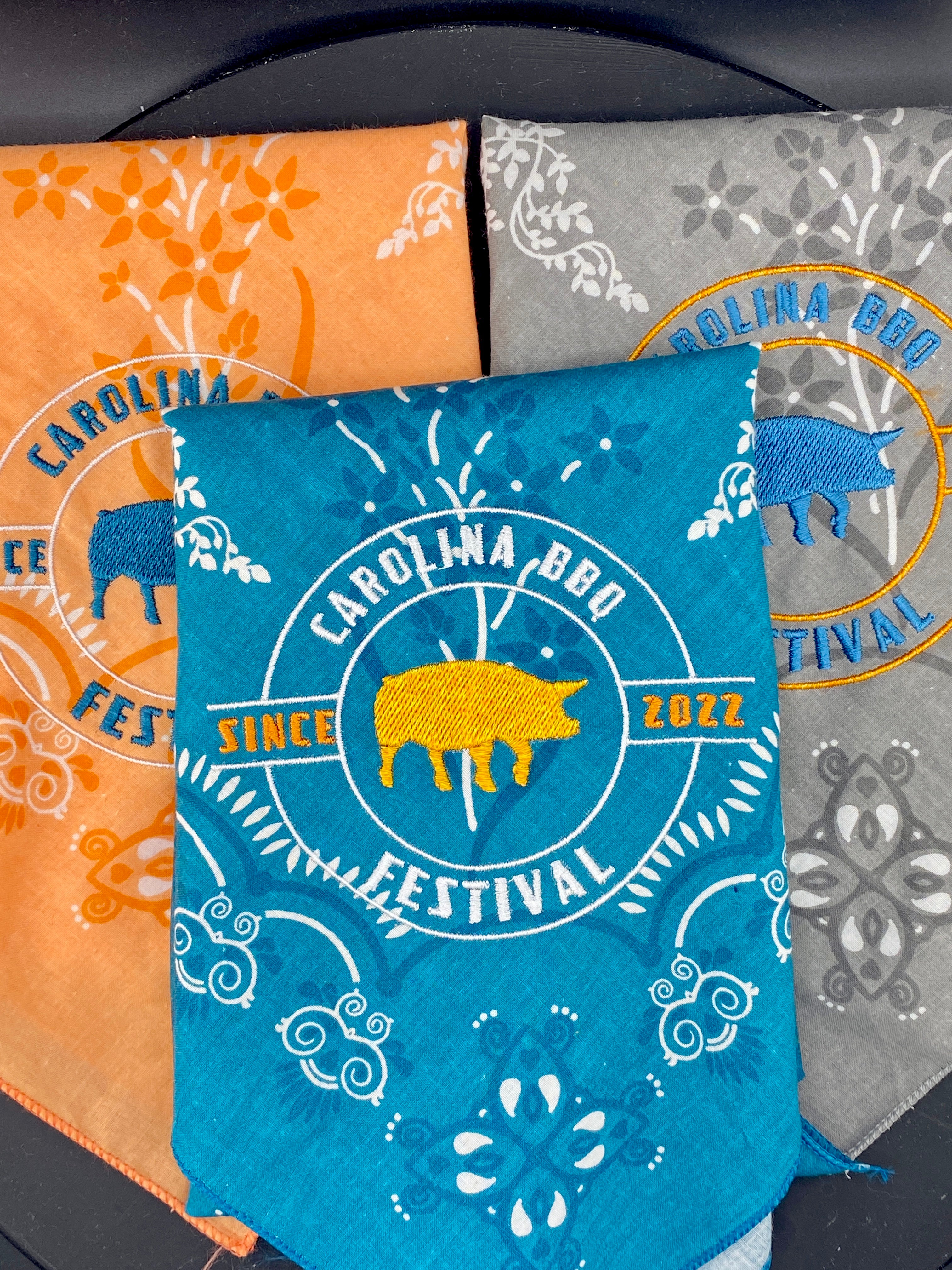 3 Bandanas created for the Carolina BBQ Festival in Charlotte, NC.