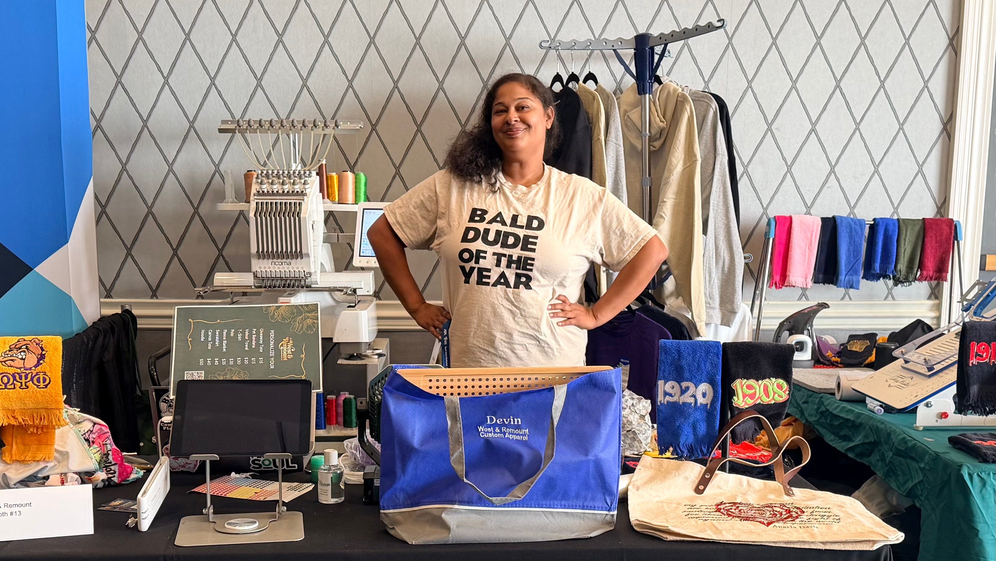 Devin McDaniel is the owner and operator of our Live Embroidery Activations. 