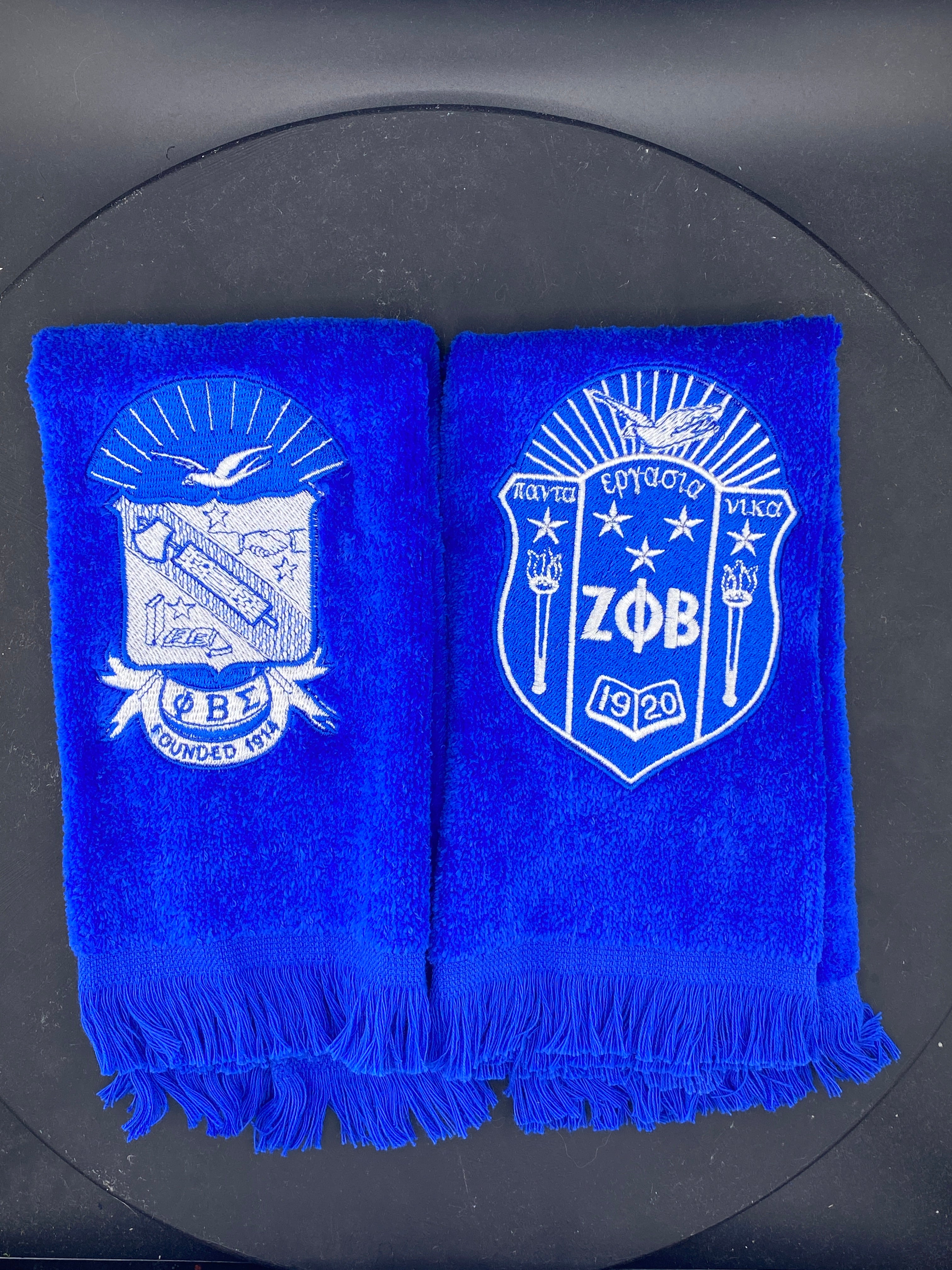 Royal Blue velour Leisure Luxe Towels representing Phi Beta Sigma and Zeta Phi Beta