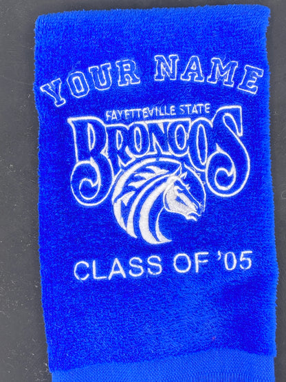 Fayetteville State University Broncos Embroidered Towel – Royal Blue Velour