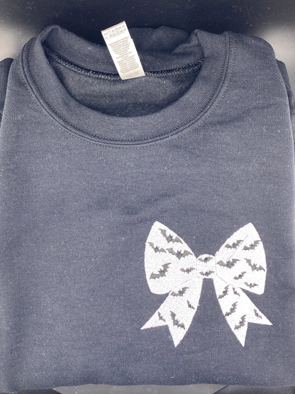 Bat Bow Glow Sweatshirt – Black with Glow-in-the-Dark Bow