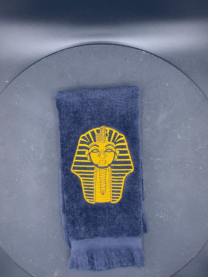 Black Alpha Phi Alpha Sphinx Stroll Towel in Old Gold 
