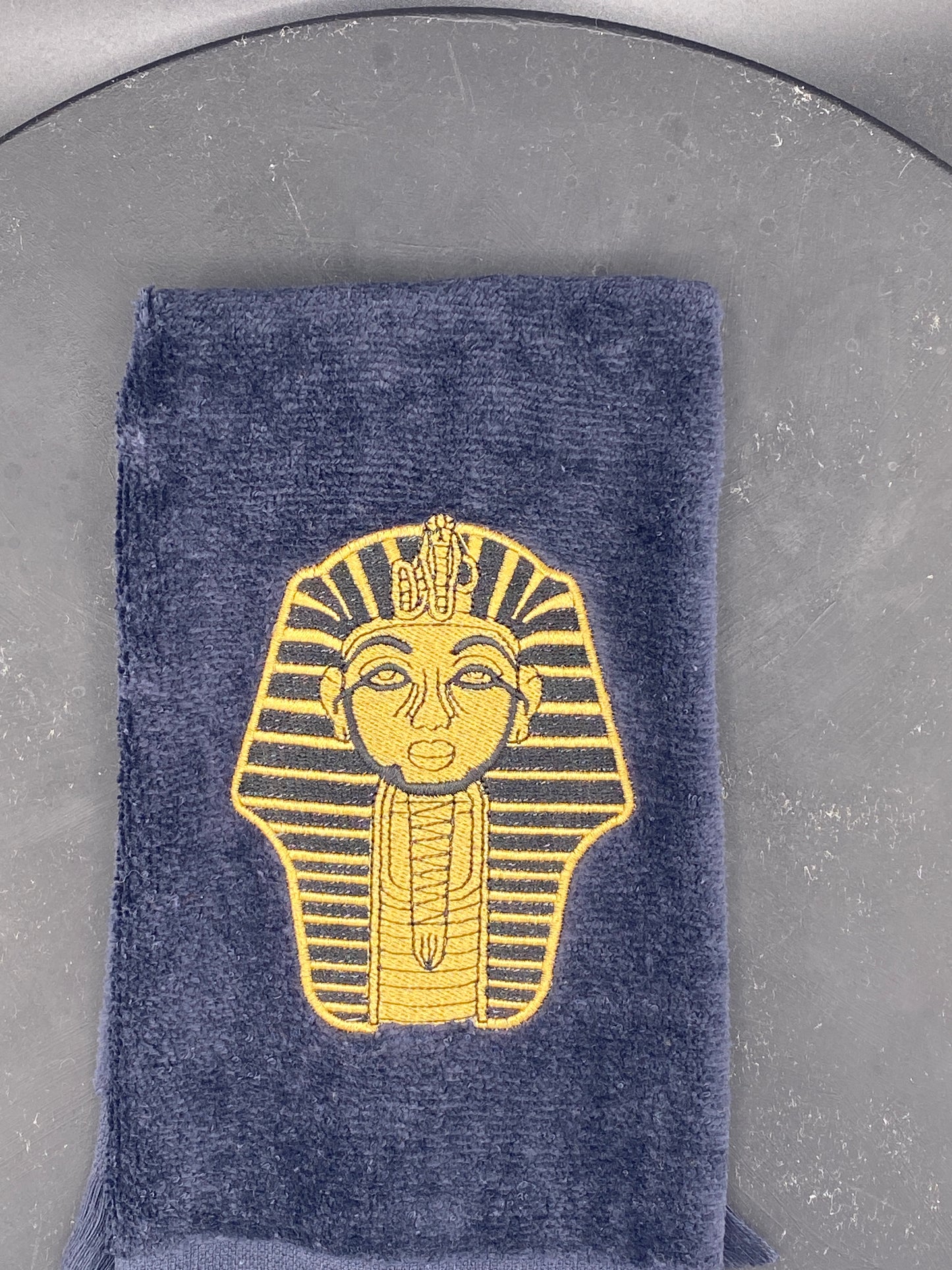 black towel with satin gold sphinx for Alpha Phi Alpha