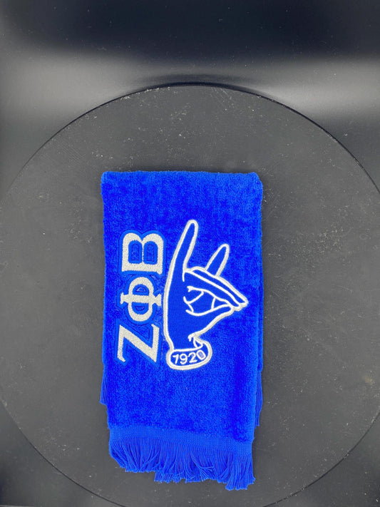 Zeta Phi Beta Kitty Hand Sign Stroll Towel in Royal Blue