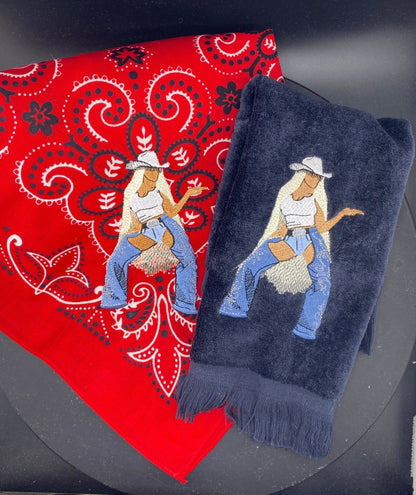 Cowboy Bey Embroidered Leisure Luxe Towel - West & Remount Custom Apparel