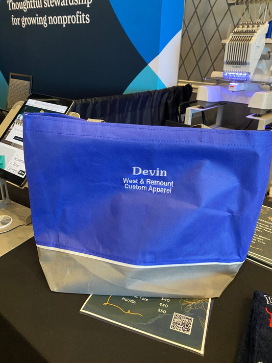 Event Tote Bag Personalization | Live On - Site Embroidery - West & Remount Custom Apparel