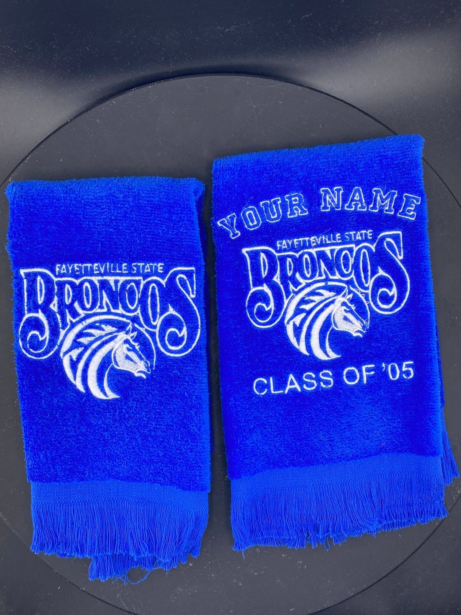 Fayetteville State University Broncos Embroidered Towel – Royal Blue Velour - West & Remount Custom Apparel