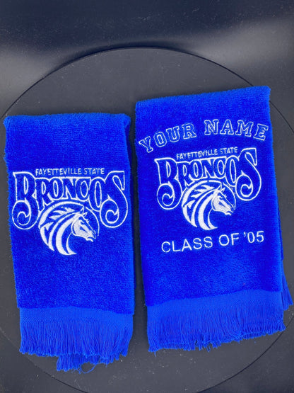 Fayetteville State University Broncos Embroidered Towel – Royal Blue Velour - West & Remount Custom Apparel