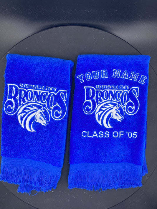 Fayetteville State University Broncos Embroidered Towel – Royal Blue Velour - West & Remount Custom Apparel
