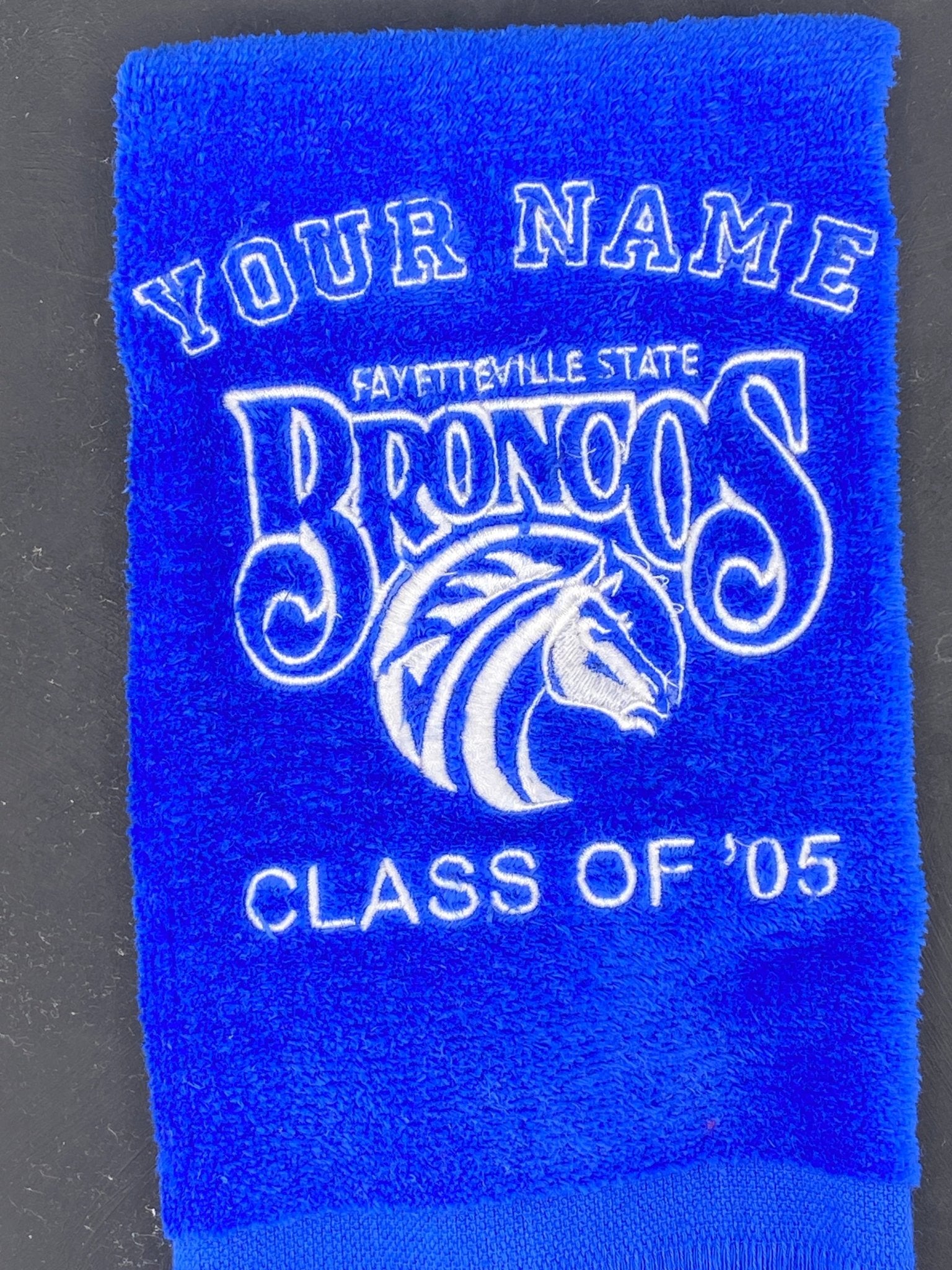 Fayetteville State University Broncos Embroidered Towel – Royal Blue Velour - West & Remount Custom Apparel