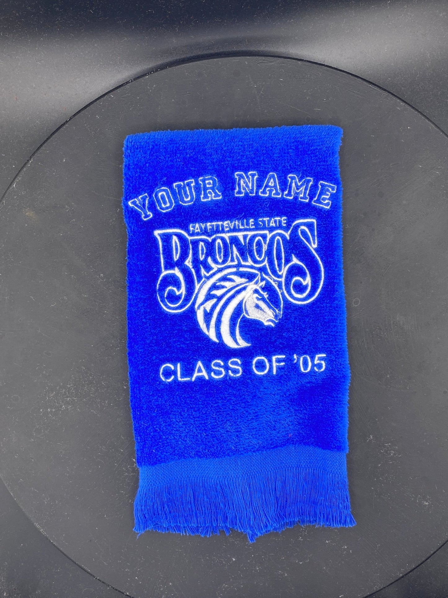 Fayetteville State University Broncos Embroidered Towel – Royal Blue Velour - West & Remount Custom Apparel
