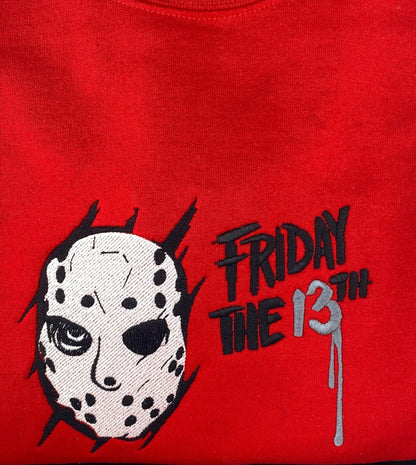 Friday the 13th Horror Hoodie – Embroidered Mask Design - West & Remount Custom Apparel