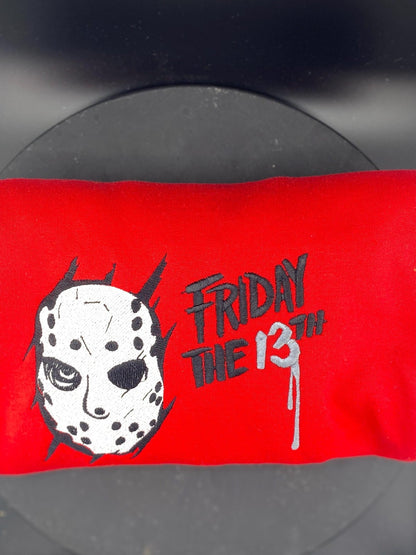 Friday the 13th Horror Hoodie – Embroidered Mask Design - West & Remount Custom Apparel