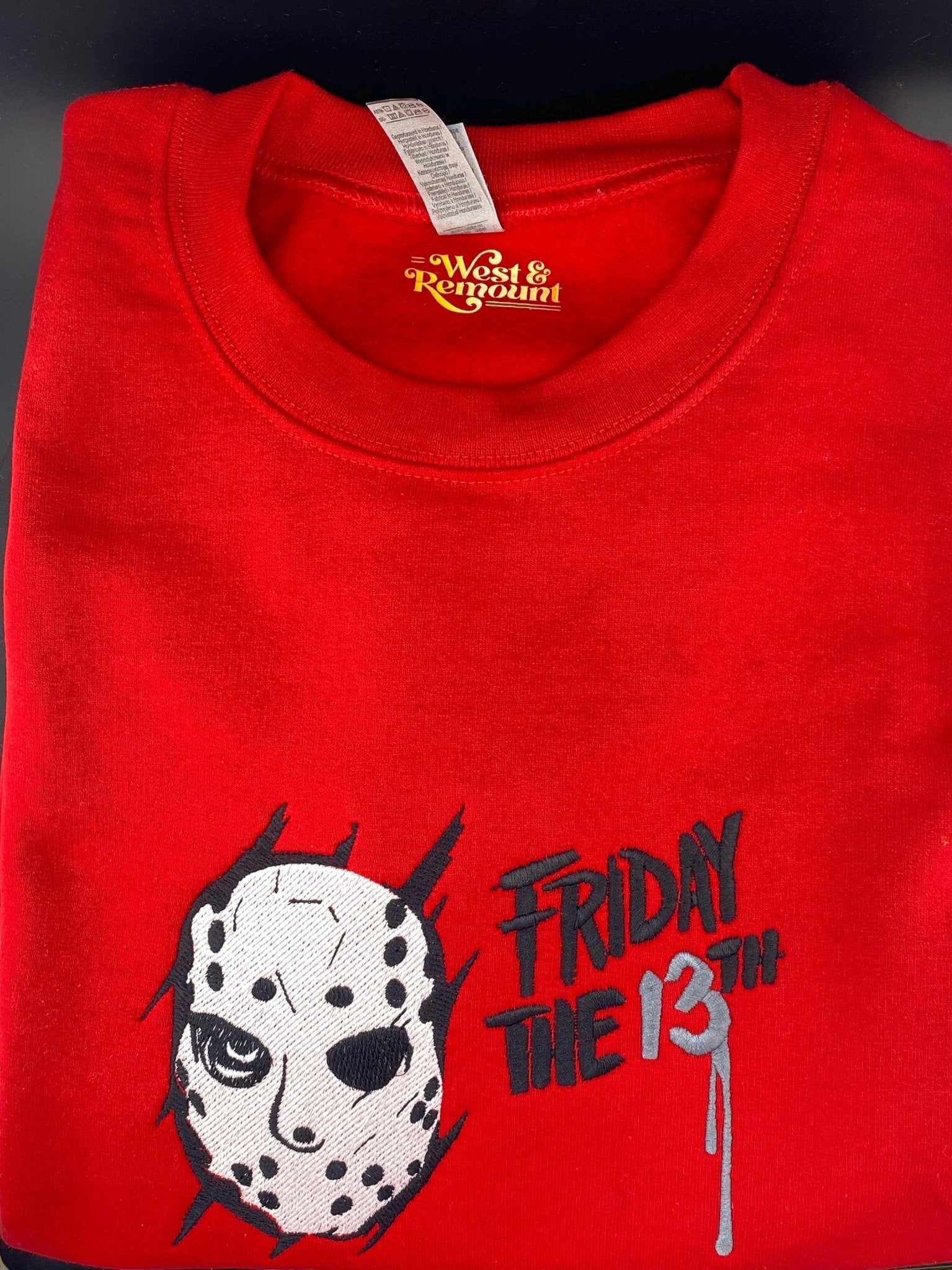 Friday the 13th Horror Hoodie – Embroidered Mask Design - West & Remount Custom Apparel