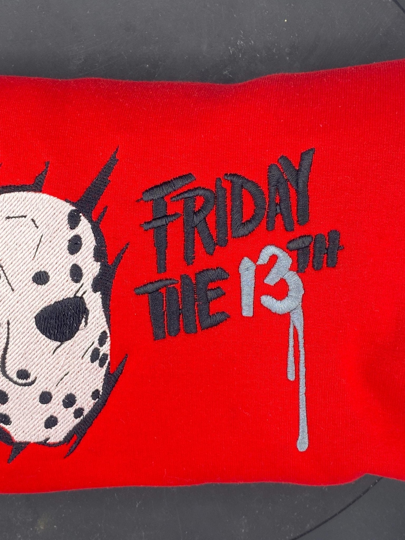 Friday the 13th Horror Hoodie – Embroidered Mask Design - West & Remount Custom Apparel