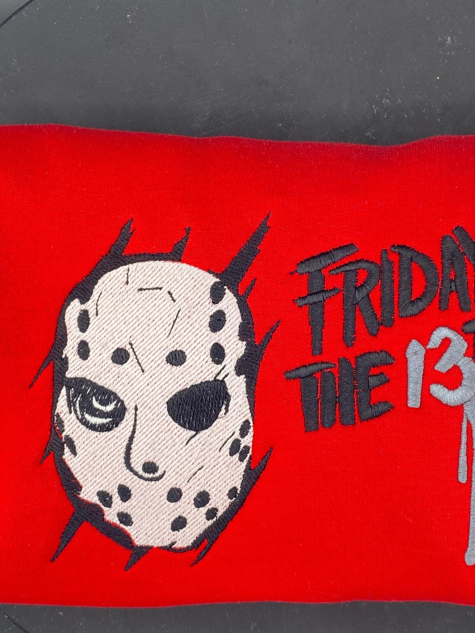 Friday the 13th Horror Hoodie – Embroidered Mask Design - West & Remount Custom Apparel
