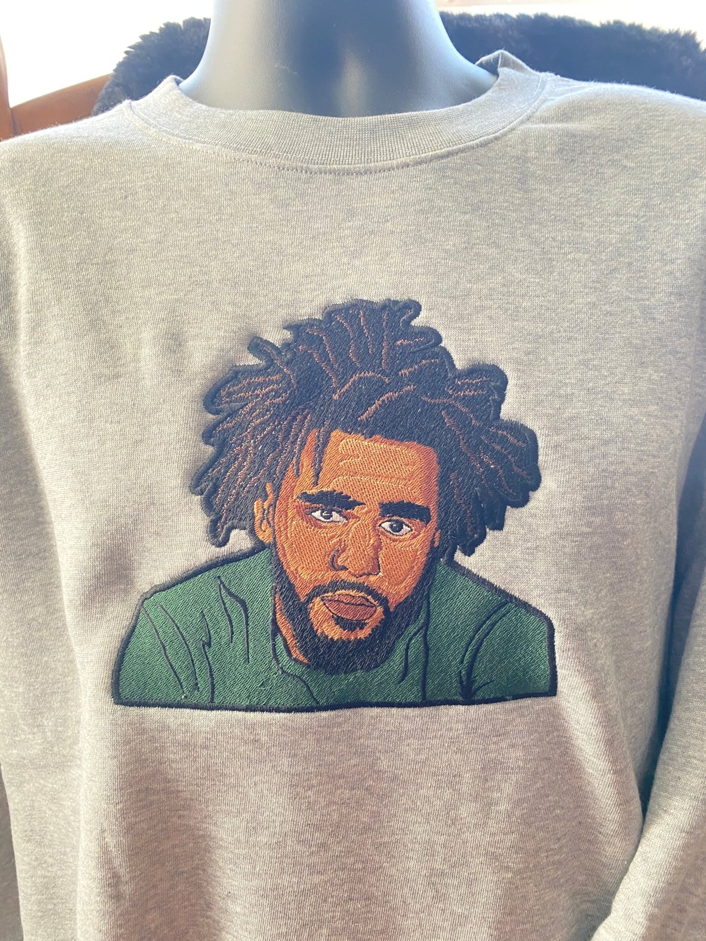 J. Cole Tribute No Such Thing Embroidered Sweatshirt With Quote on Sleeve - West & Remount Custom Apparel