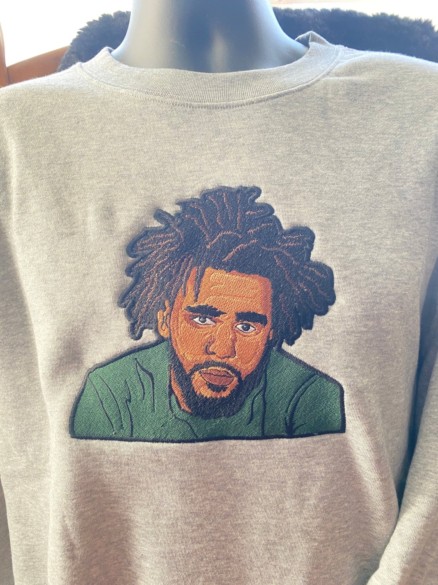 J. Cole Tribute No Such Thing Embroidered Sweatshirt With Quote on Sleeve - West & Remount Custom Apparel