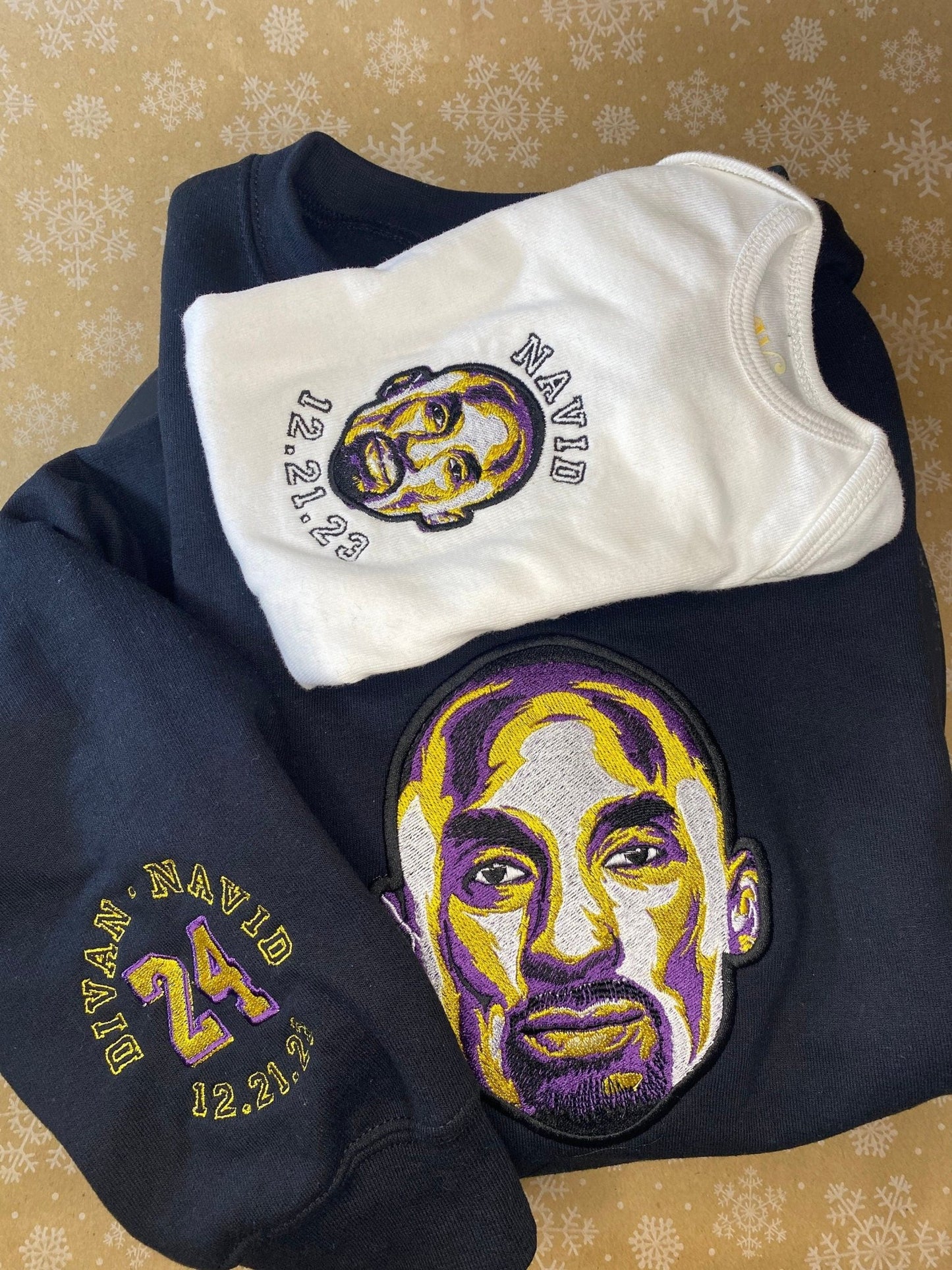 Legend 24 Portrait Sweatshirt | Custom Embroidered Kobe Tribute | Personalize with '24' or Black Mamba Symbol