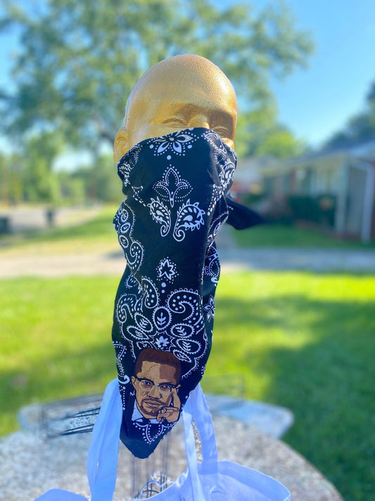 Malcolm X Embroidered 27 - Inch Bandana - West & Remount Custom Apparel