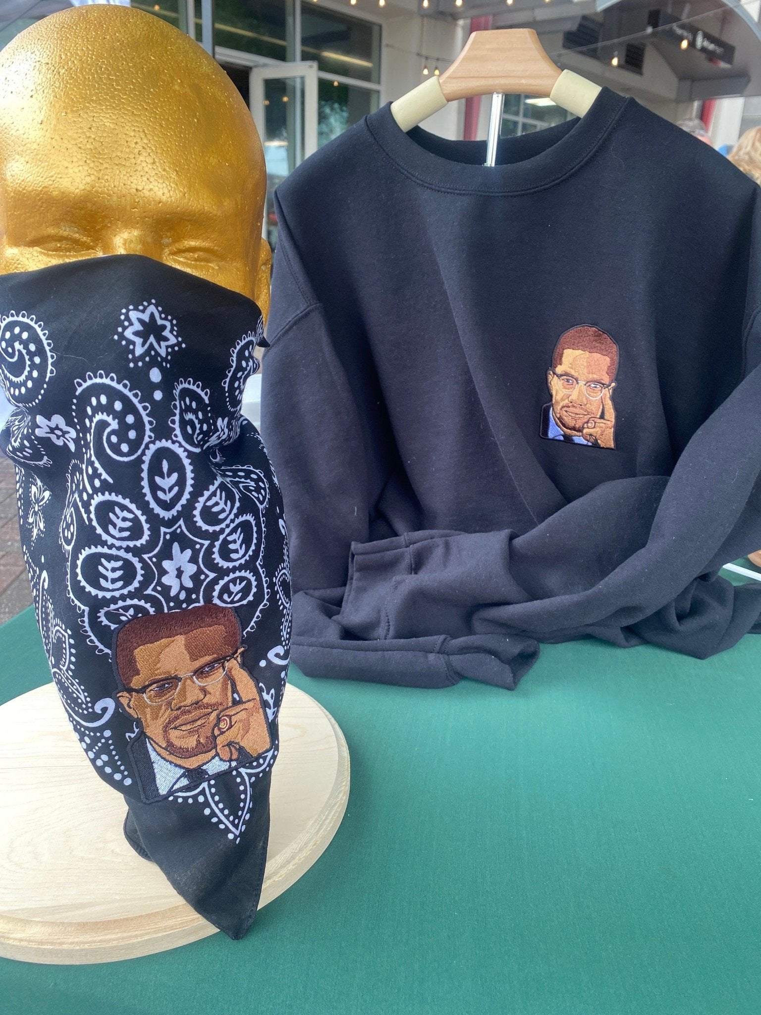 Malcolm X Embroidered 27 - Inch Bandana - West & Remount Custom Apparel