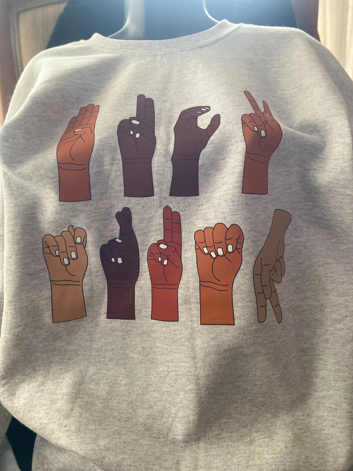 Multicultural ASL "F" Trump Protest Sweatshirt – Printed Graphic Fleece Crewneck - West & Remount Custom Apparel