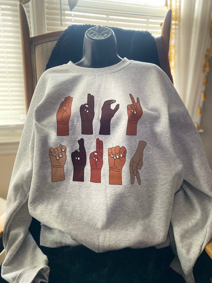 Multicultural ASL "F" Trump Protest Sweatshirt – Printed Graphic Fleece Crewneck - West & Remount Custom Apparel
