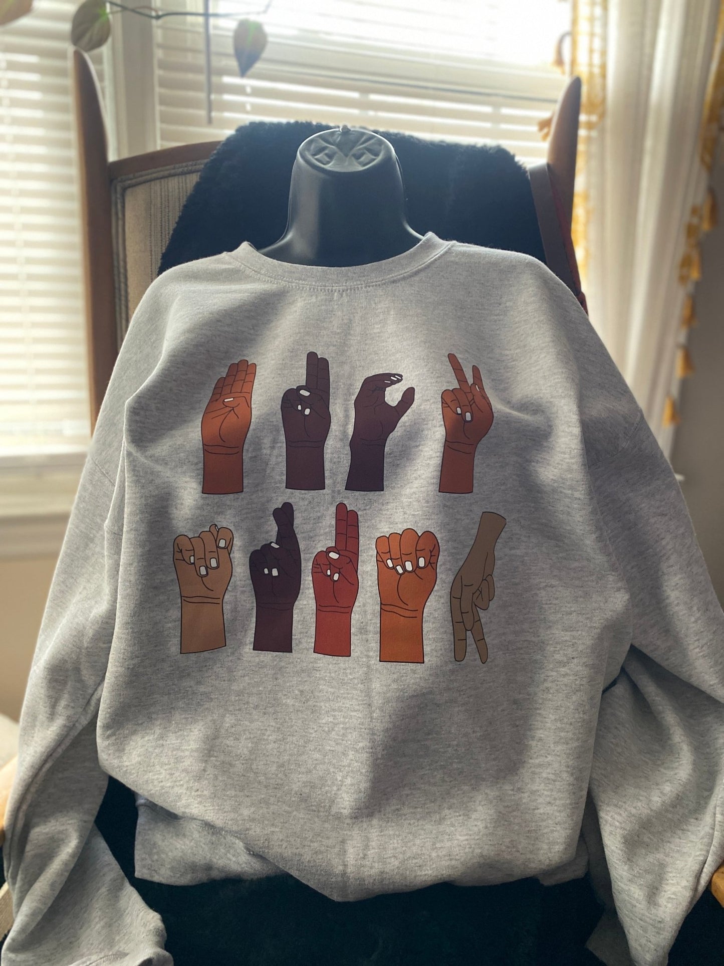 Multicultural ASL "F" Trump Protest Sweatshirt – Printed Graphic Fleece Crewneck - West & Remount Custom Apparel