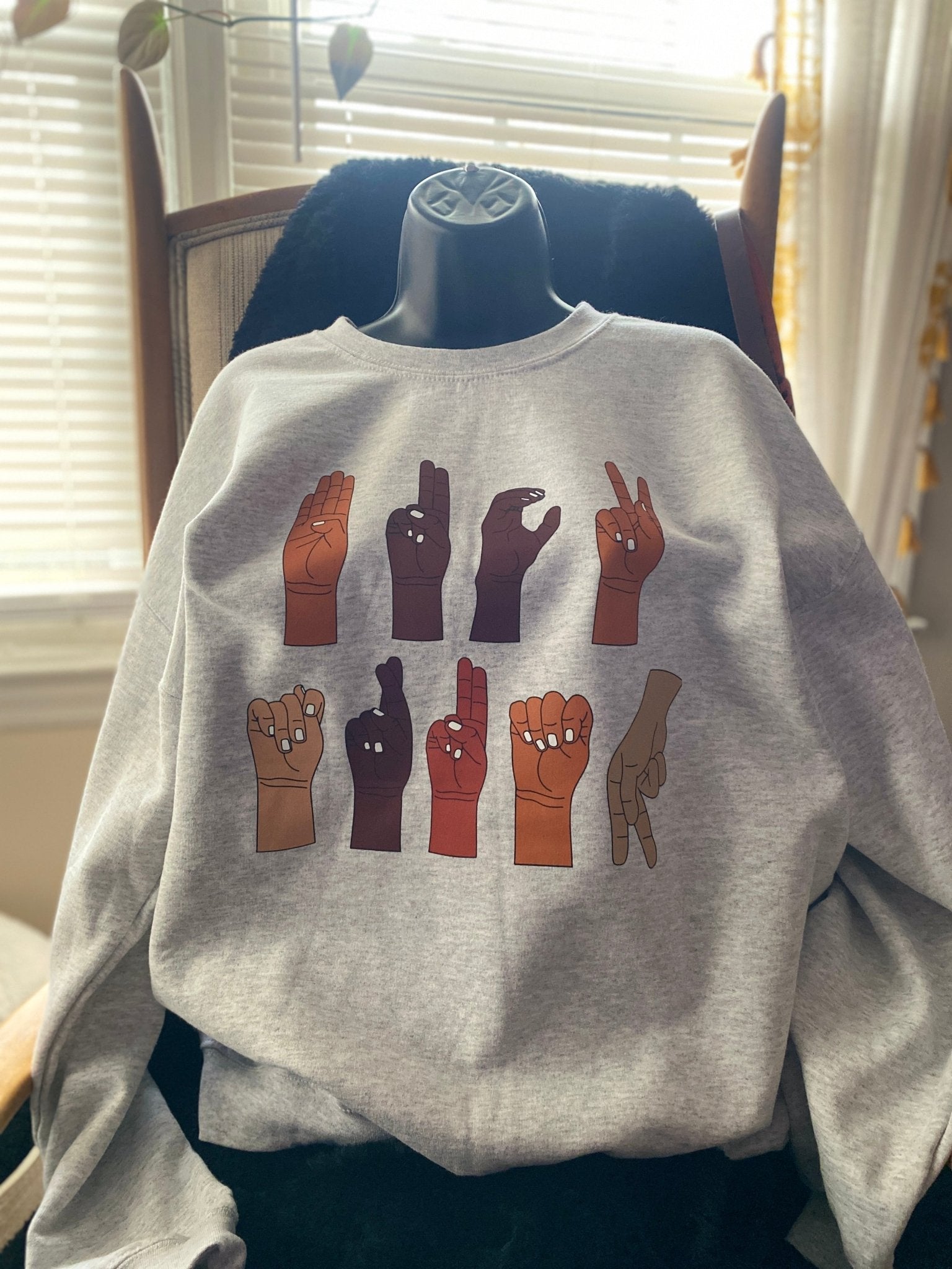 Multicultural ASL "F" Trump Protest Sweatshirt – Printed Graphic Fleece Crewneck - West & Remount Custom Apparel
