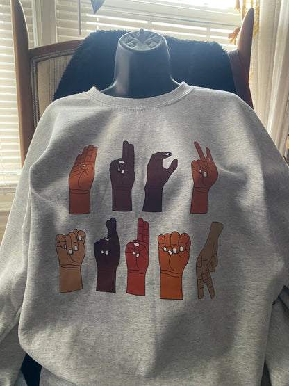 Multicultural ASL "F" Trump Protest Sweatshirt – Printed Graphic Fleece Crewneck - West & Remount Custom Apparel