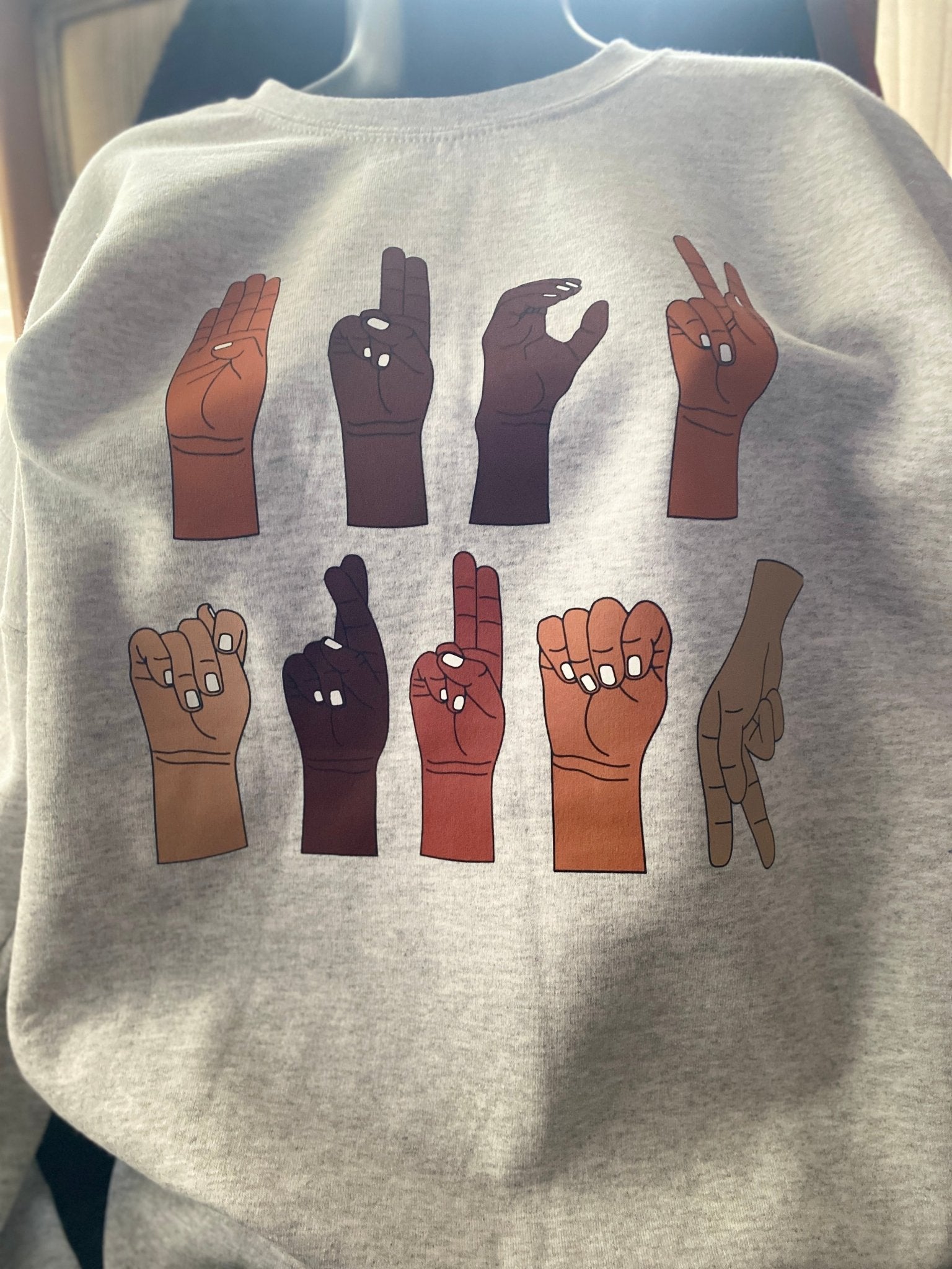 Multicultural ASL "F" Trump Protest Sweatshirt – Printed Graphic Fleece Crewneck - West & Remount Custom Apparel