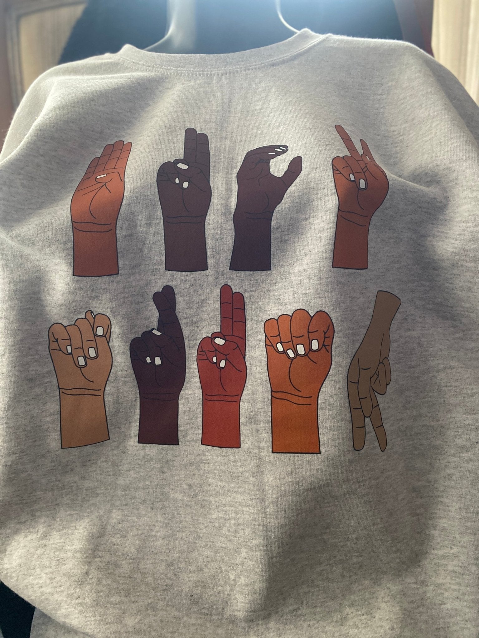 Multicultural ASL "F" Trump Protest Sweatshirt – Printed Graphic Fleece Crewneck - West & Remount Custom Apparel