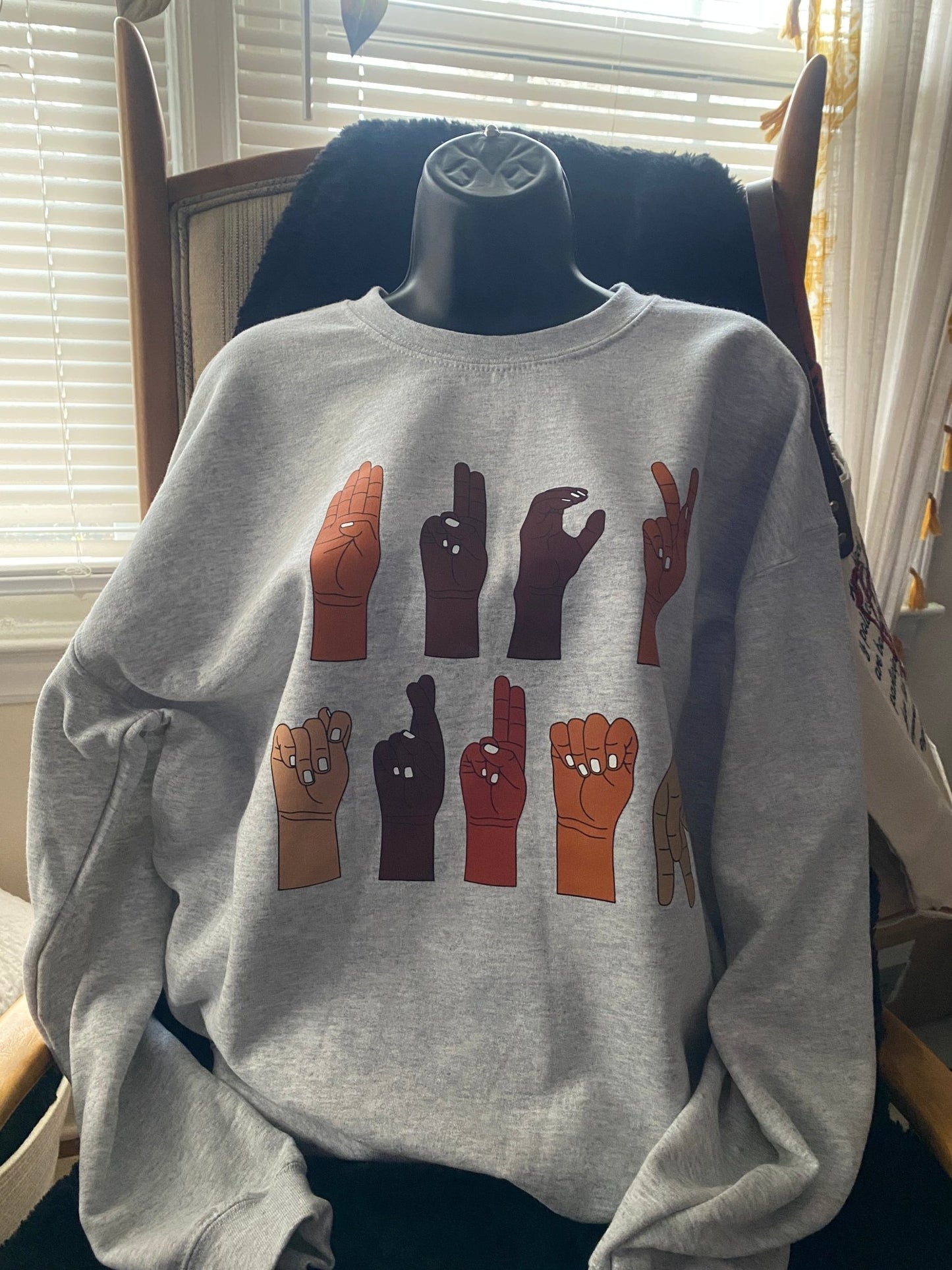 Multicultural ASL "F" Trump Protest Sweatshirt – Printed Graphic Fleece Crewneck - West & Remount Custom Apparel