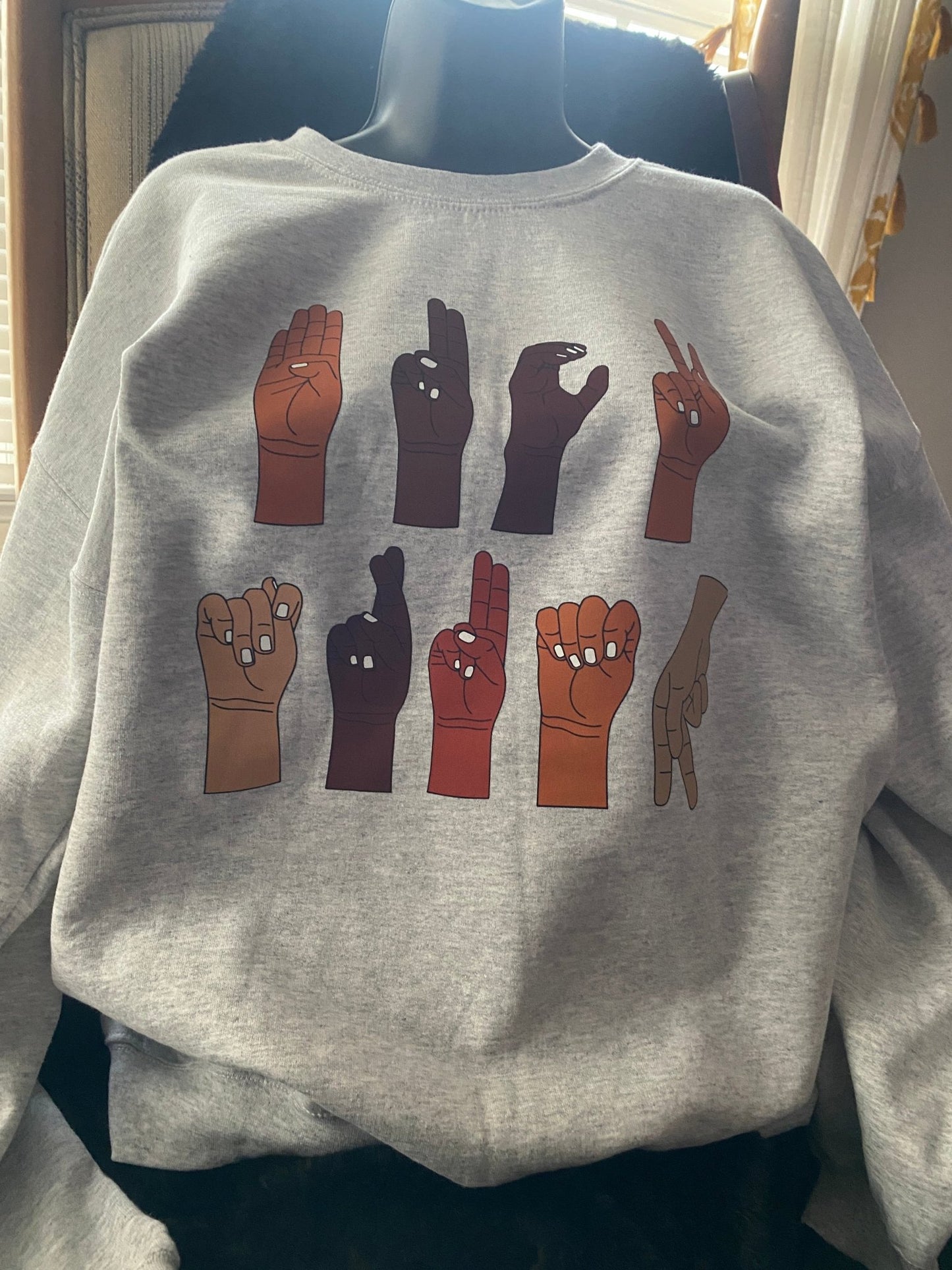 Multicultural ASL "F" Trump Protest Sweatshirt – Printed Graphic Fleece Crewneck - West & Remount Custom Apparel