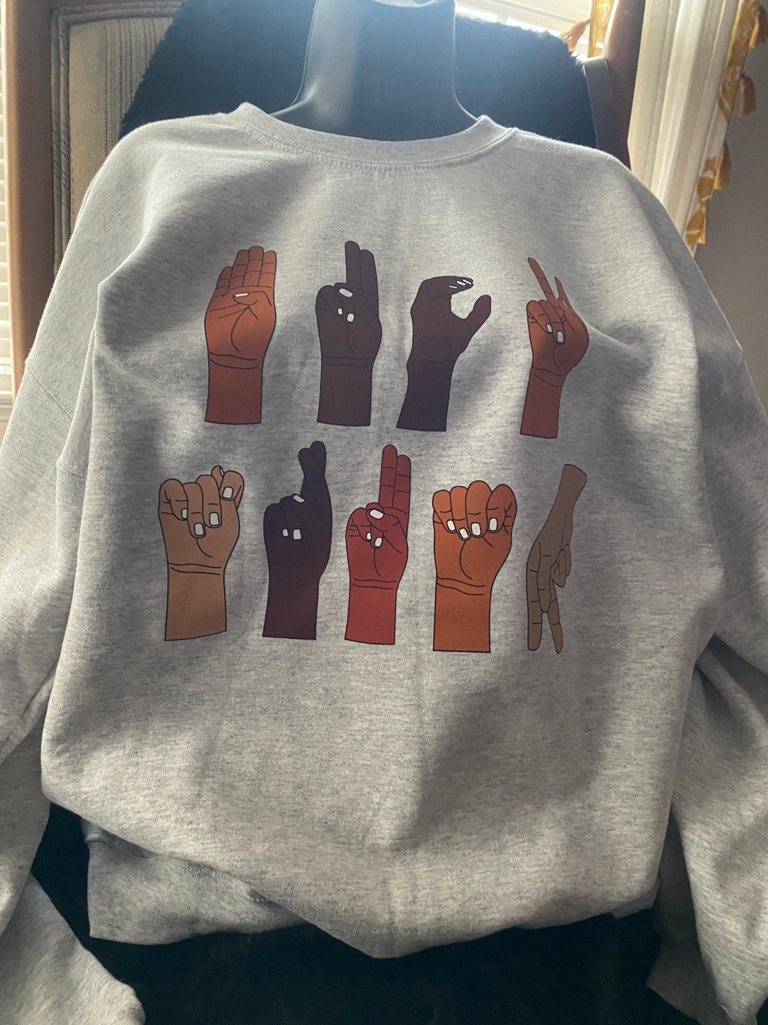 Multicultural ASL "F" Trump Protest Sweatshirt – Printed Graphic Fleece Crewneck - West & Remount Custom Apparel
