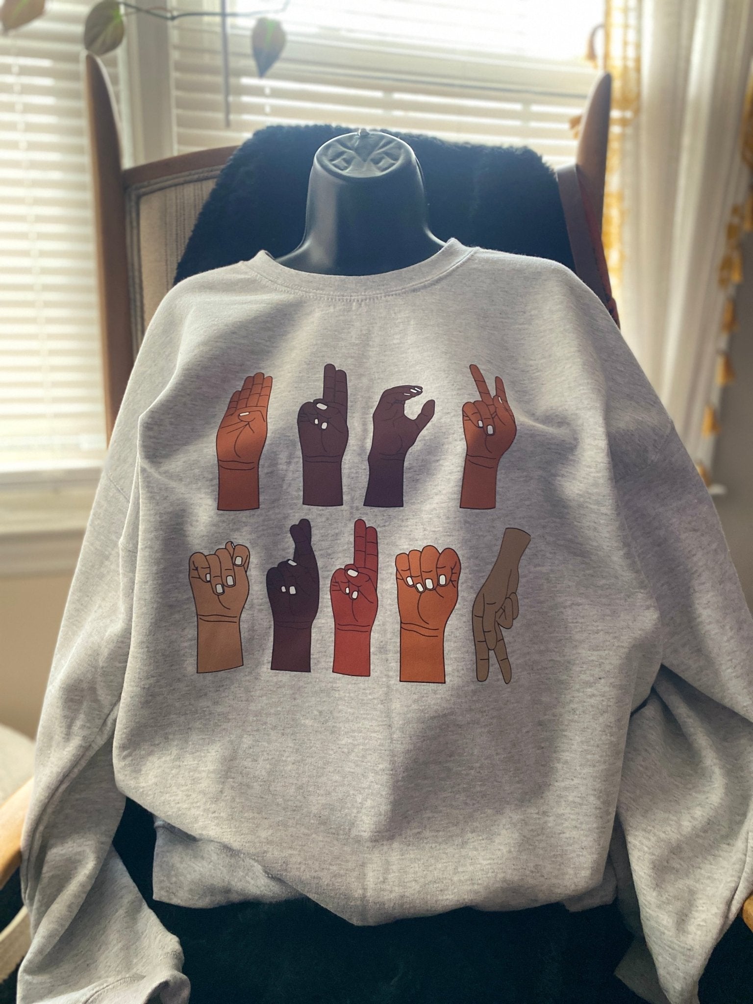 Multicultural ASL "F" Trump Protest Sweatshirt – Printed Graphic Fleece Crewneck - West & Remount Custom Apparel