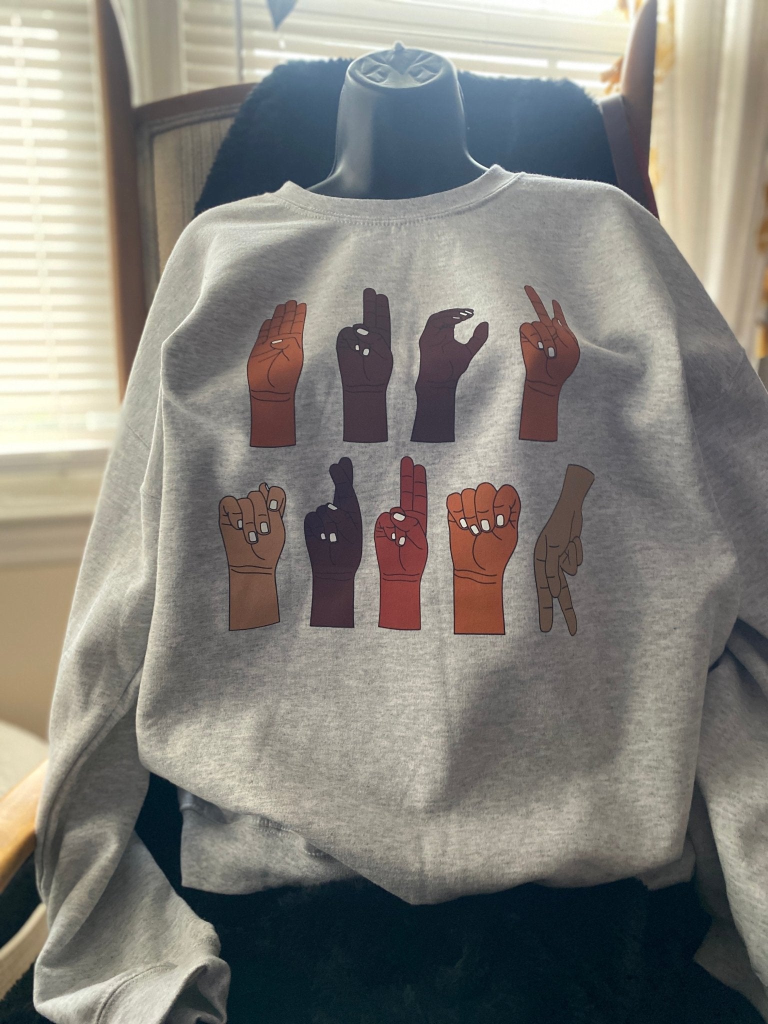 Multicultural ASL "F" Trump Protest Sweatshirt – Printed Graphic Fleece Crewneck - West & Remount Custom Apparel