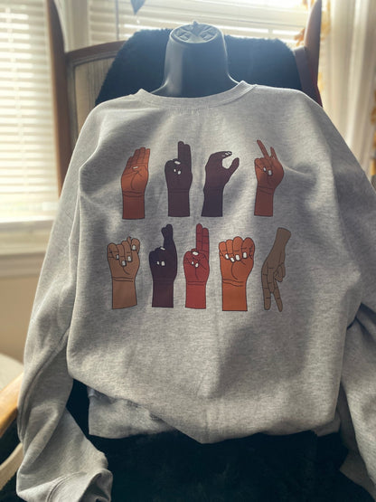Multicultural ASL "F" Trump Protest Sweatshirt – Printed Graphic Fleece Crewneck - West & Remount Custom Apparel