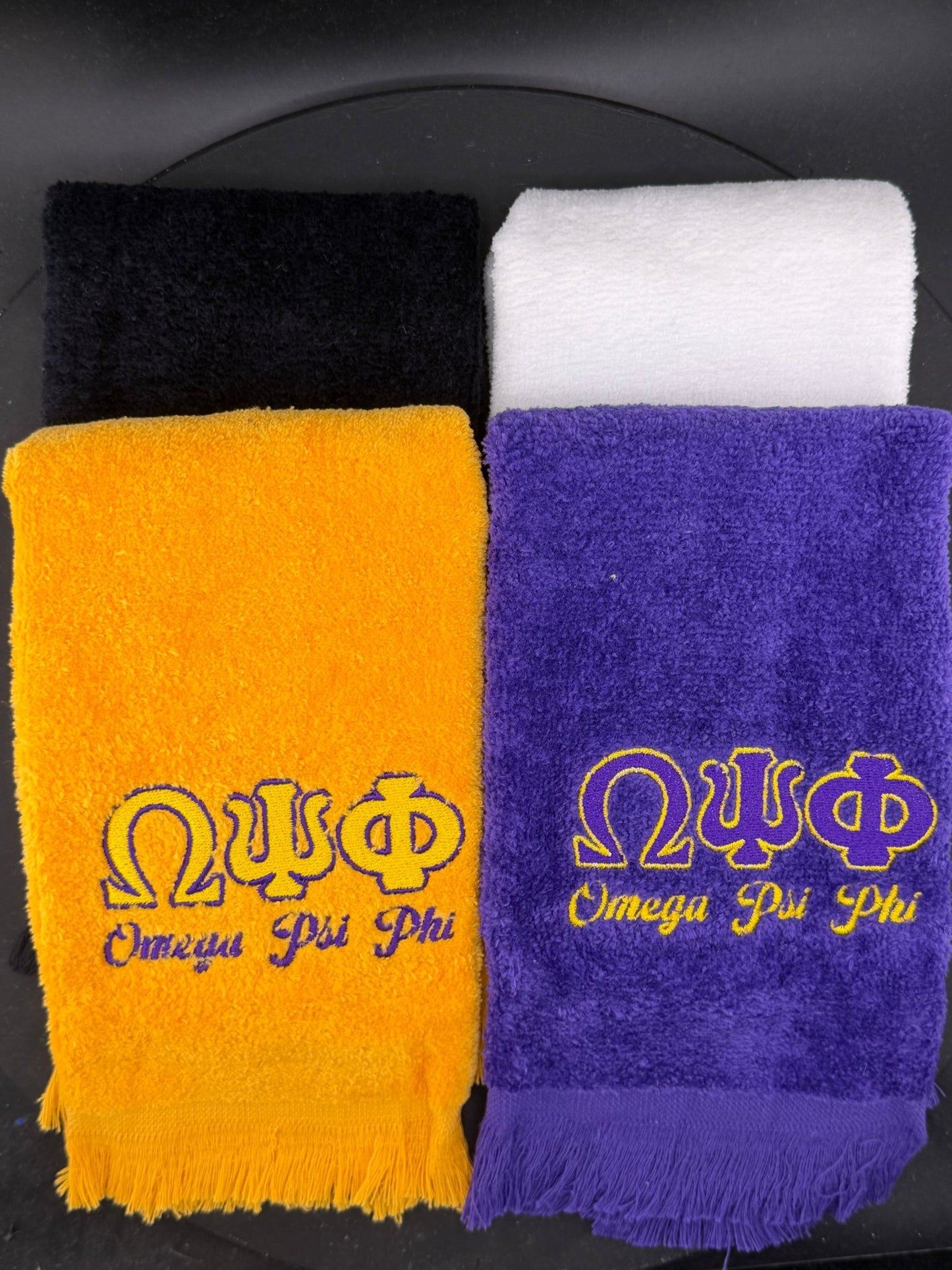 Omega Psi Phi Letters Series Embroidered Towel - West & Remount Custom Apparel