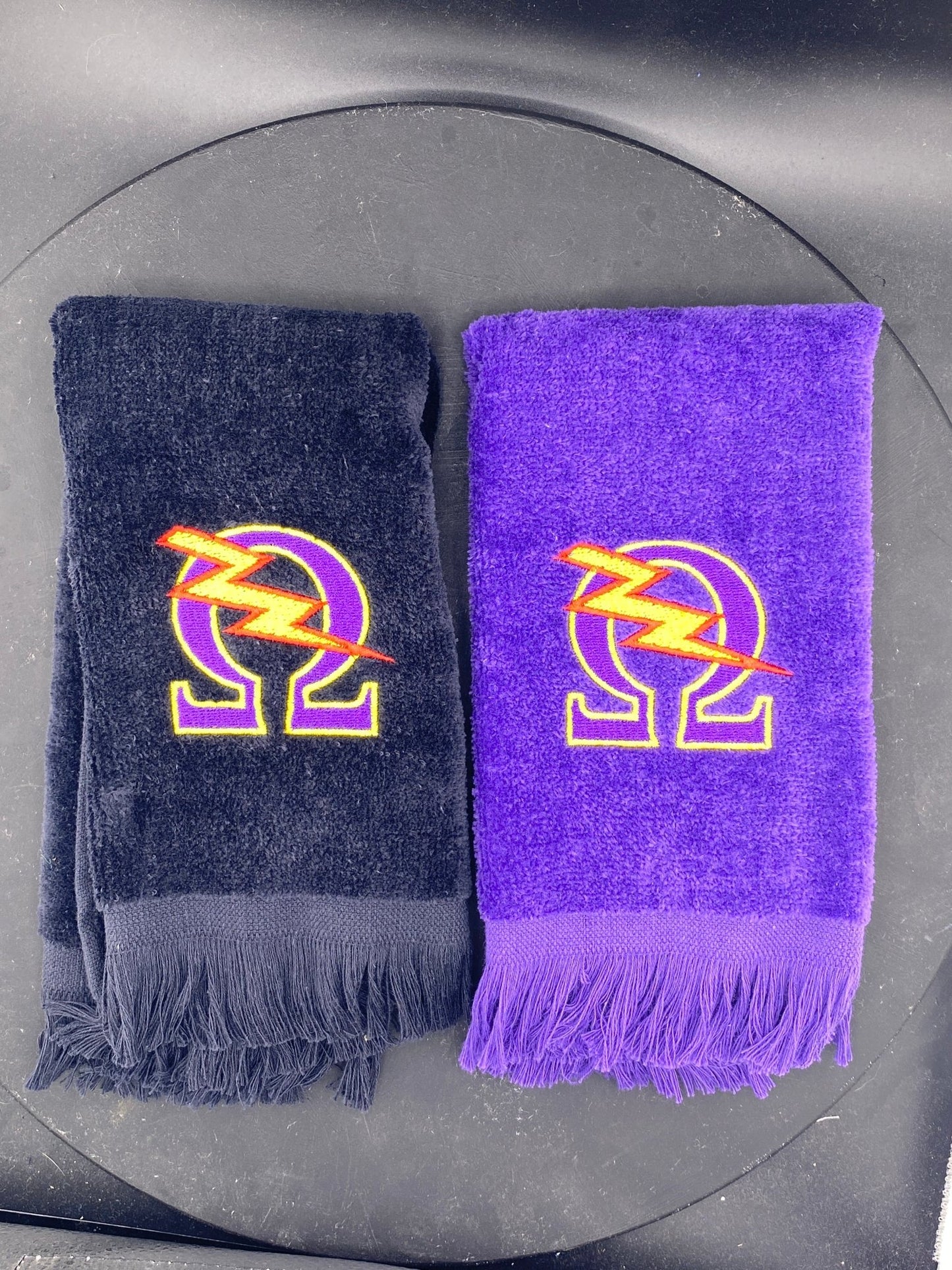 Omega Psi Phi Towel – Embroidered Homecoming & Game Day Rally Towel | Qlassic Thunderbolt - West & Remount Custom Apparel