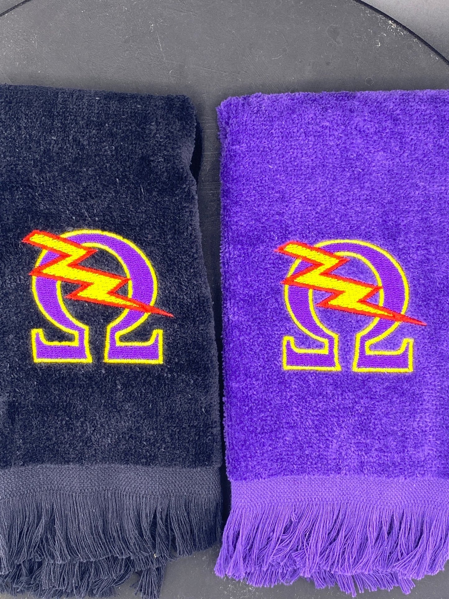 Omega Psi Phi Towel – Embroidered Homecoming & Game Day Rally Towel | Qlassic Thunderbolt - West & Remount Custom Apparel