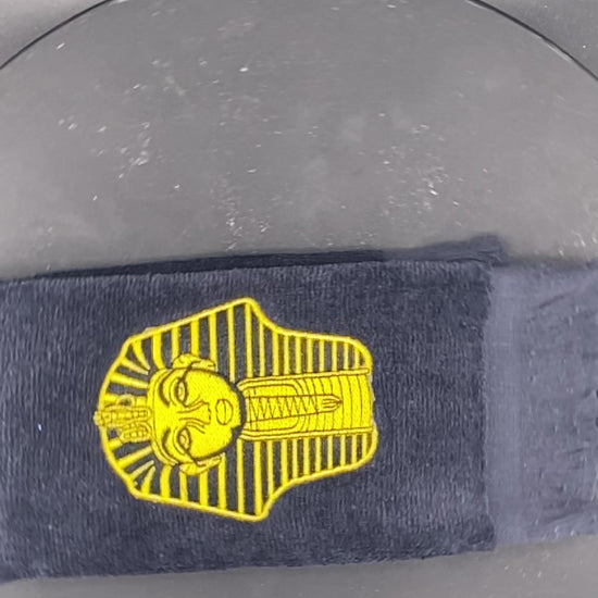 Yellow Gold Sphinx on black Alpha Phi Alpha Sphinx Stroll Towel