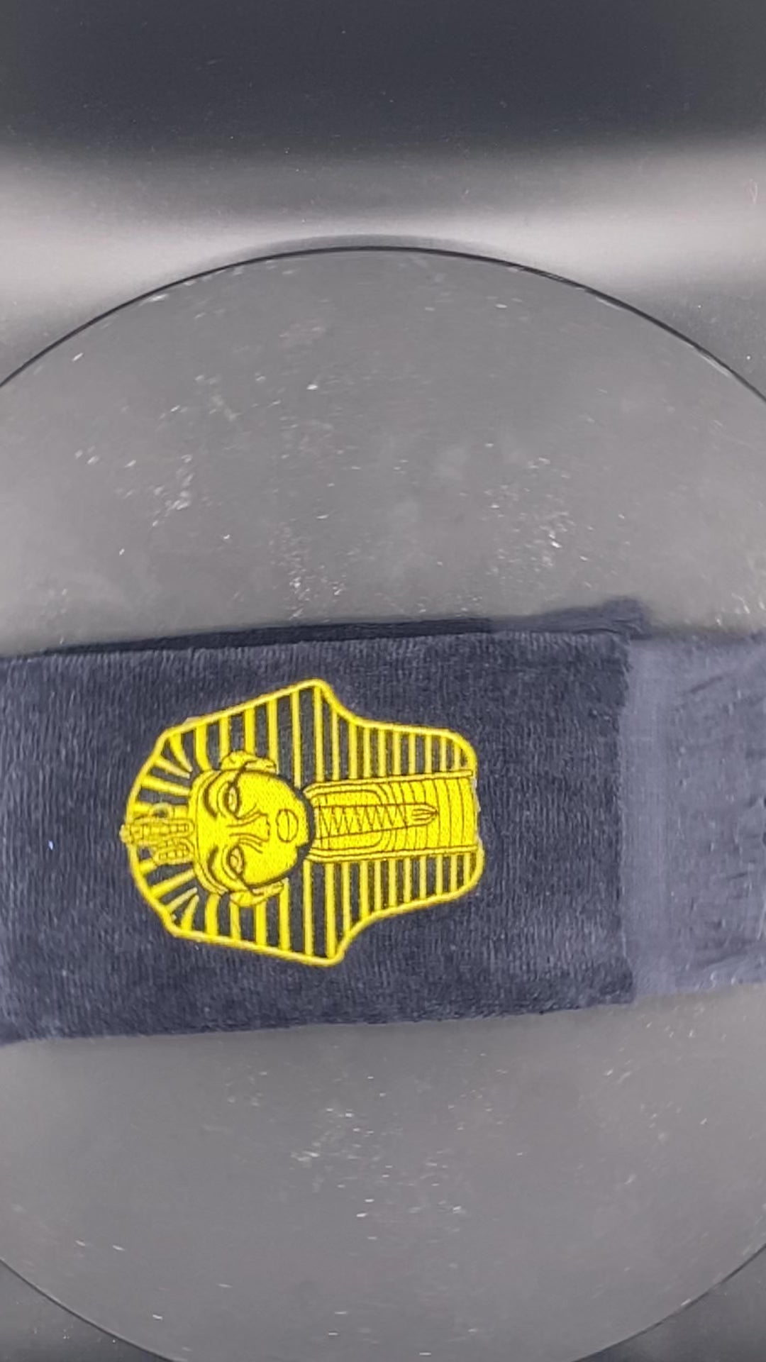 Yellow Gold Sphinx on black Alpha Phi Alpha Sphinx Stroll Towel