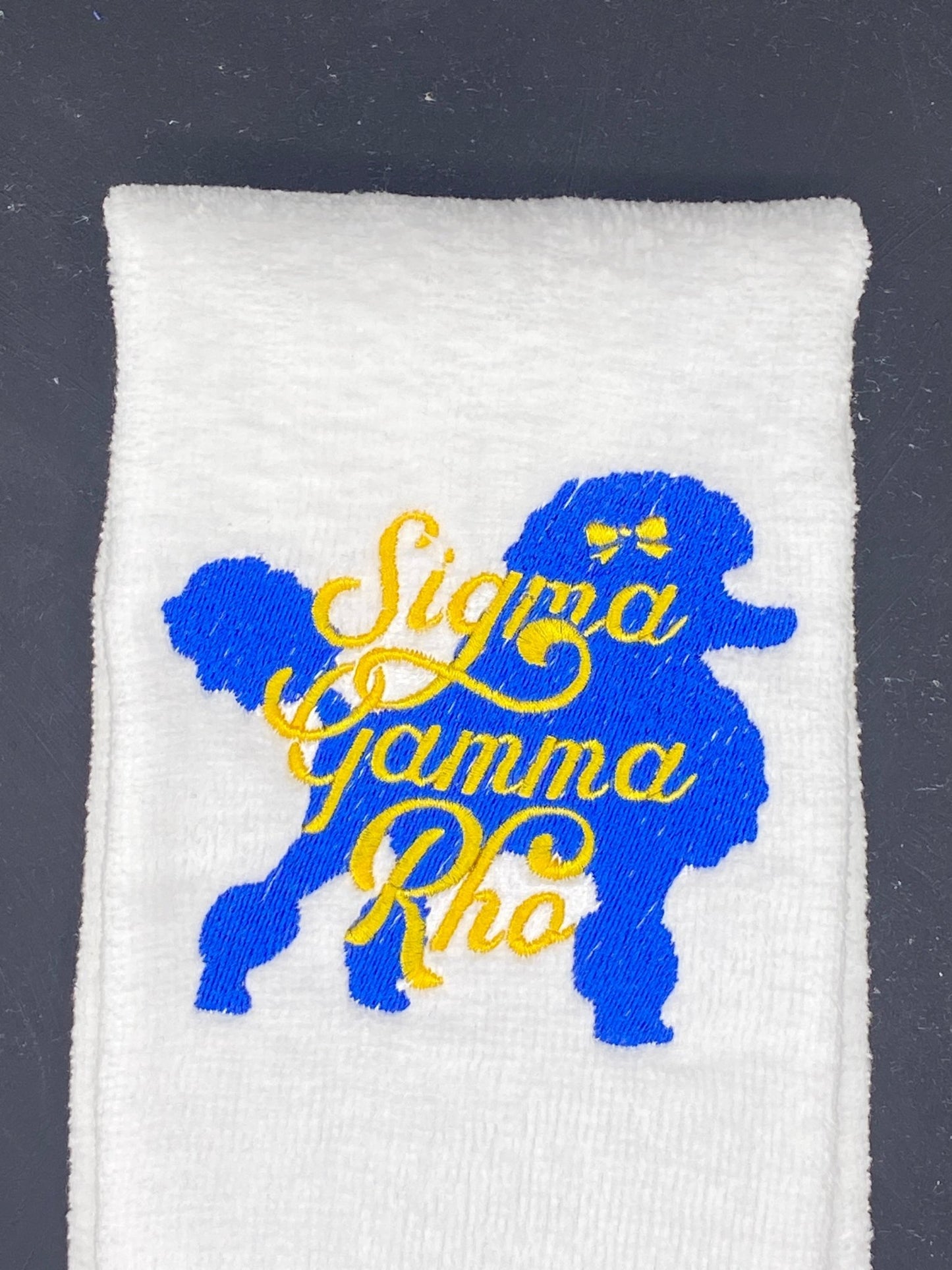 Sigma Gamma Rho Poodle Towel – Custom Embroidered Mascot - West & Remount Custom Apparel